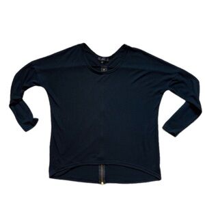 Lulu's Black Long Sleeve Top with Gold Zipper